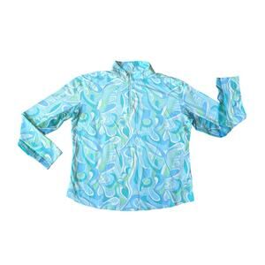 Icikuls 1/4 Zip Jacket Womens XL Blue Aqua RN127656 Golf Performance UP50 IBKUL